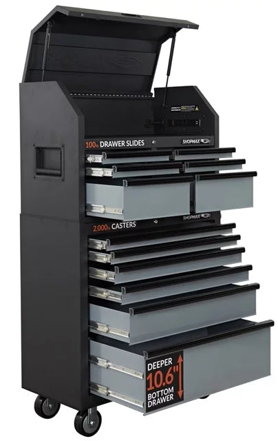 36″ 12-Drawer Tool Chest and Rolling Cabinet Combo, Black Z2571