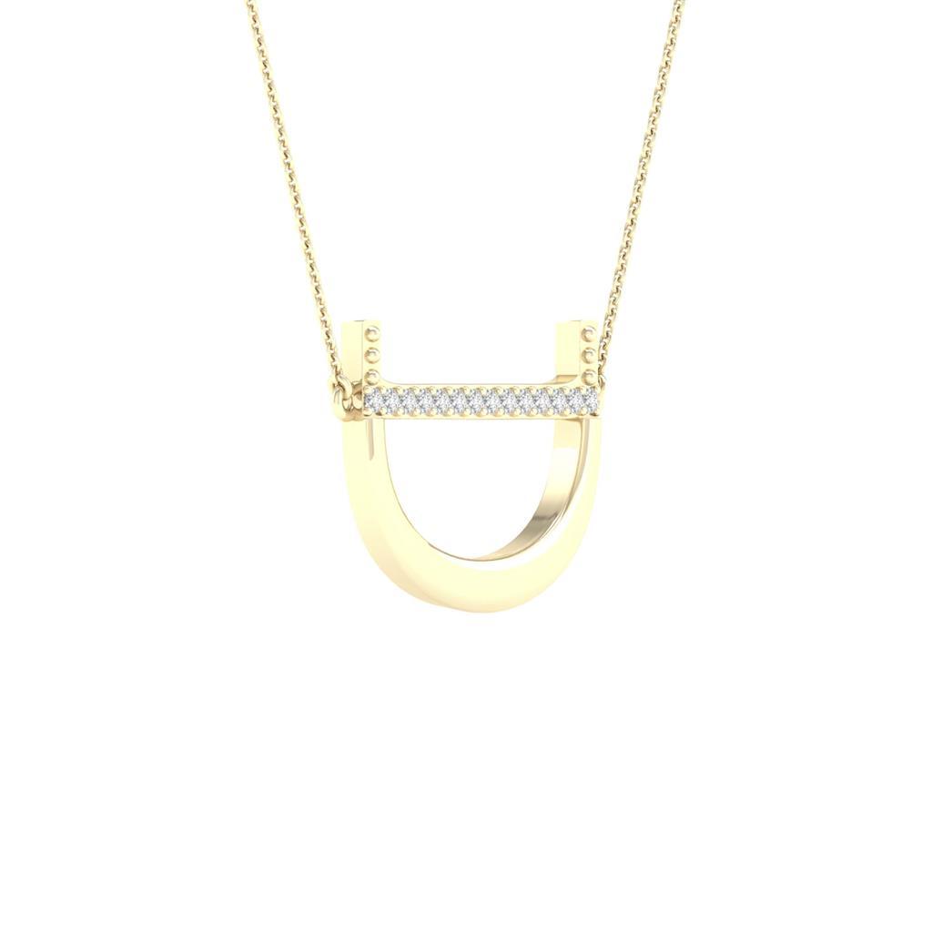 10k Yellow Gold Diamond Initial D Letter Necklace 1/20 Cttw G20769