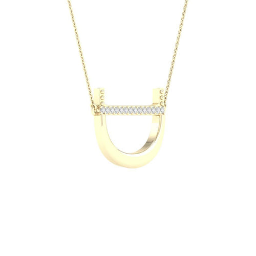 10k Yellow Gold Diamond Initial D Letter Necklace 1/20 Cttw G20769