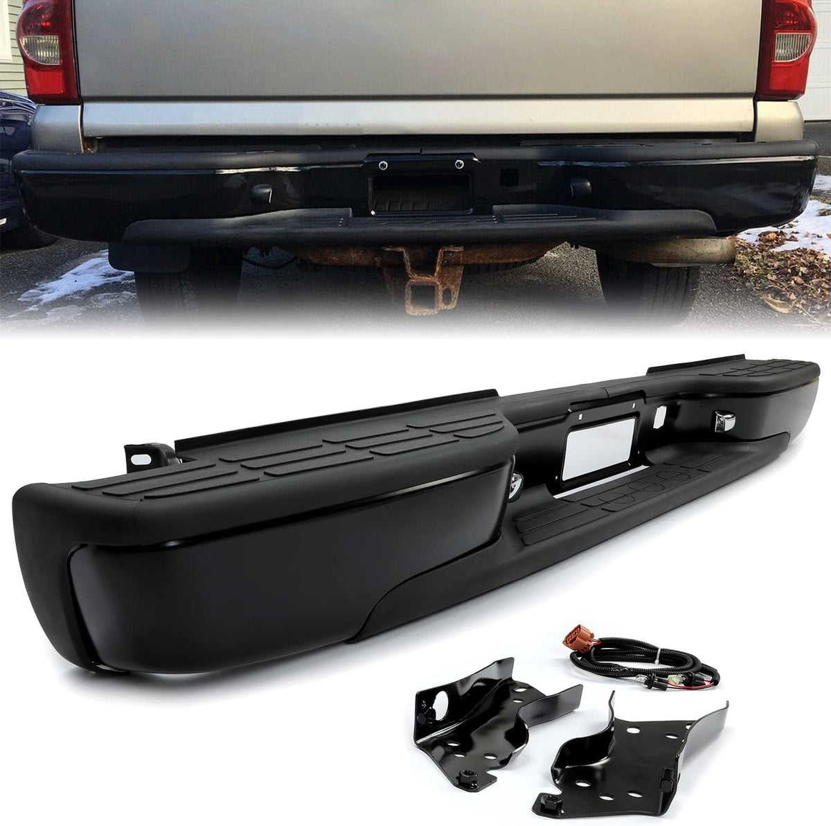 Black Rear Step Bumper Face Bar M25223