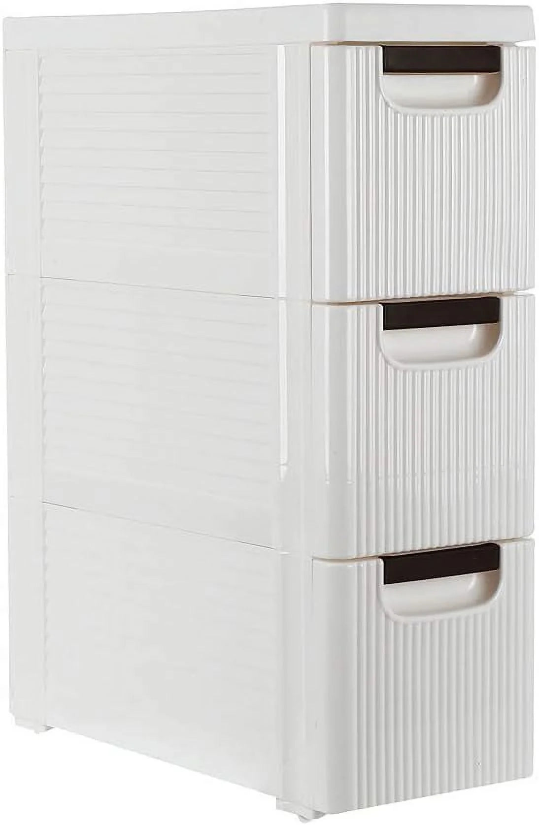 White 3-Tier Rolling Storage Cabinet with 3 Drawers O868338