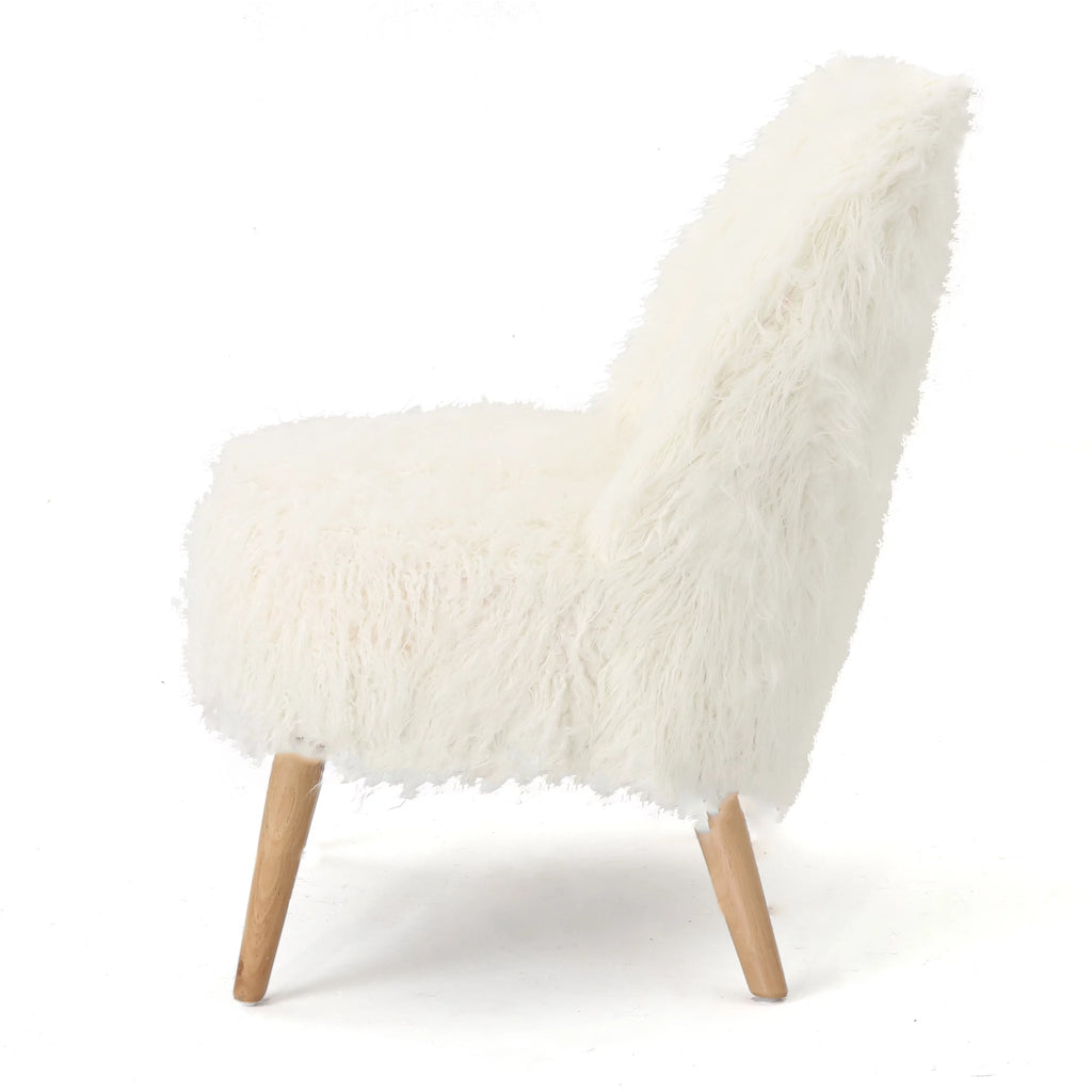 White Faux Fur Accent Chair P73704