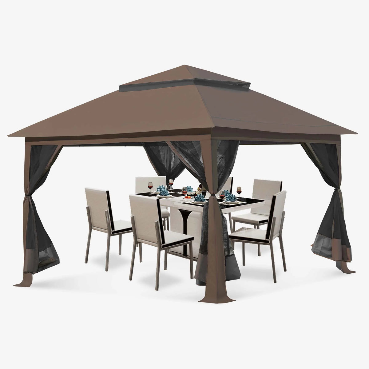 13 x 13 ft Pop up Gazebo Canopy Shelter with Mosquito Netting F72853