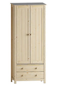 Unfinished Wood Wardrobe Closet with 2 Doors and 2 Drawers A9340