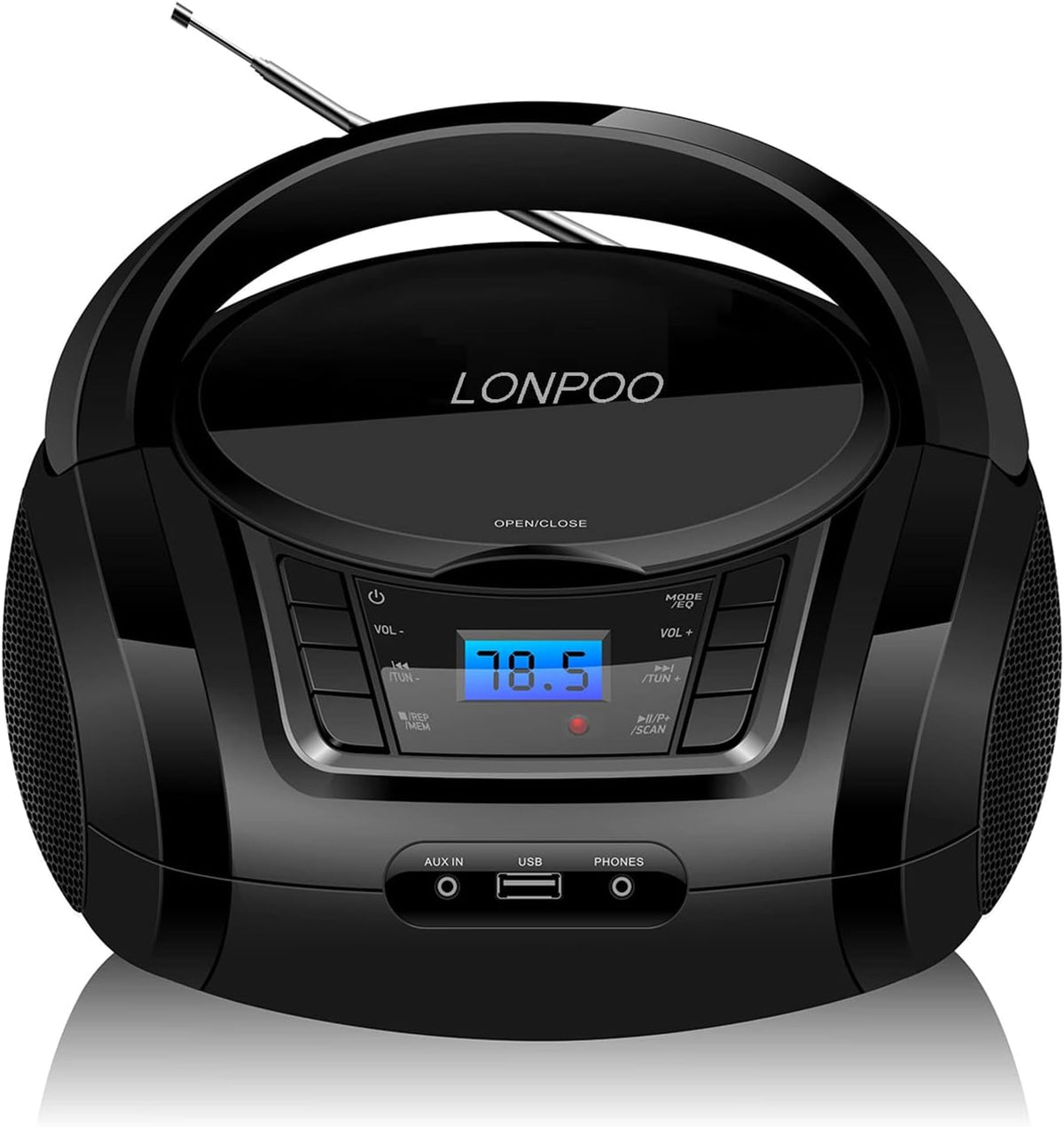 Black Pack of 2 Portable CD Player Boombox with FM Radio, Bluetooth, Stereo Sound Speaker X898
