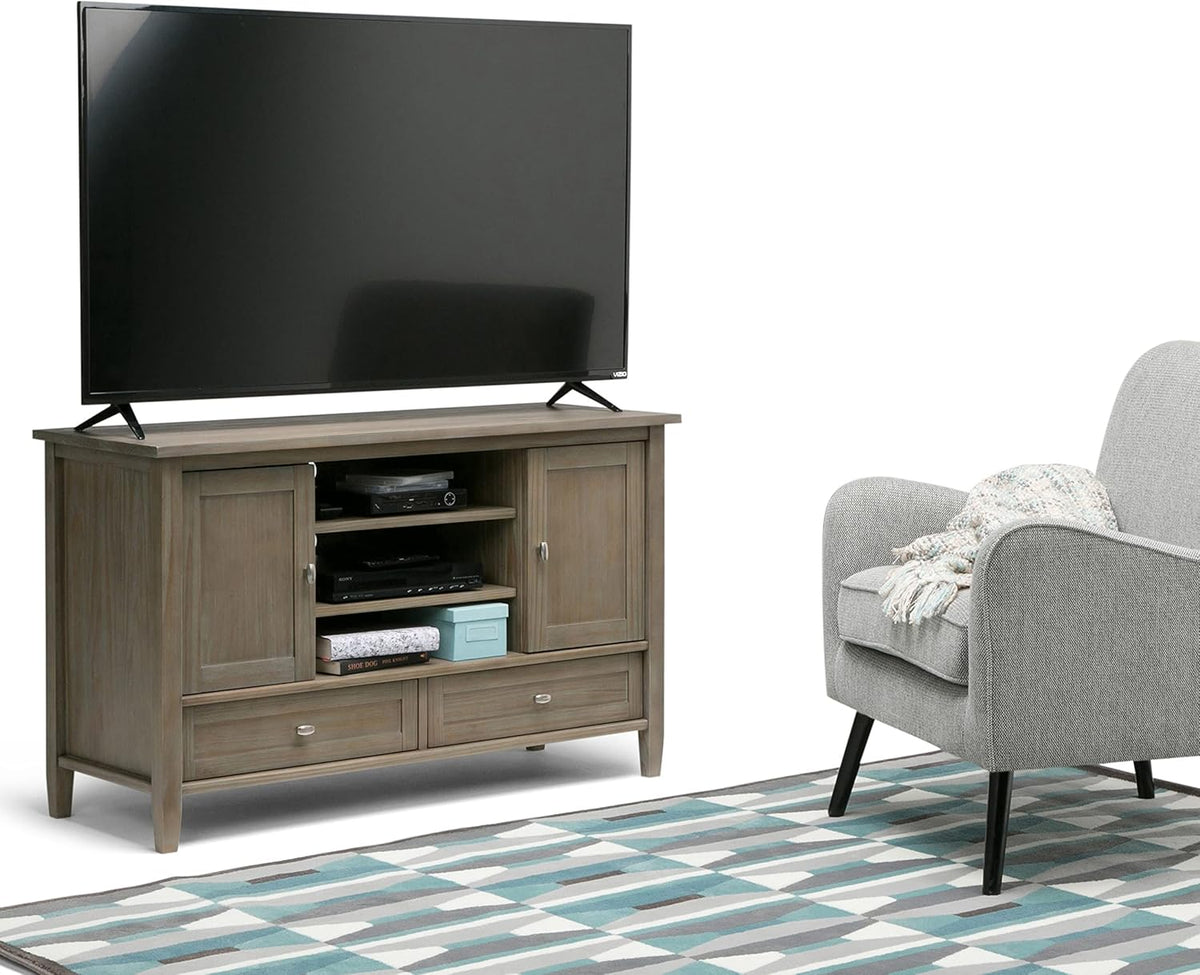 47 inch Wide Rustic Natural Aged Brown Solid Wood TV Media Stand J532