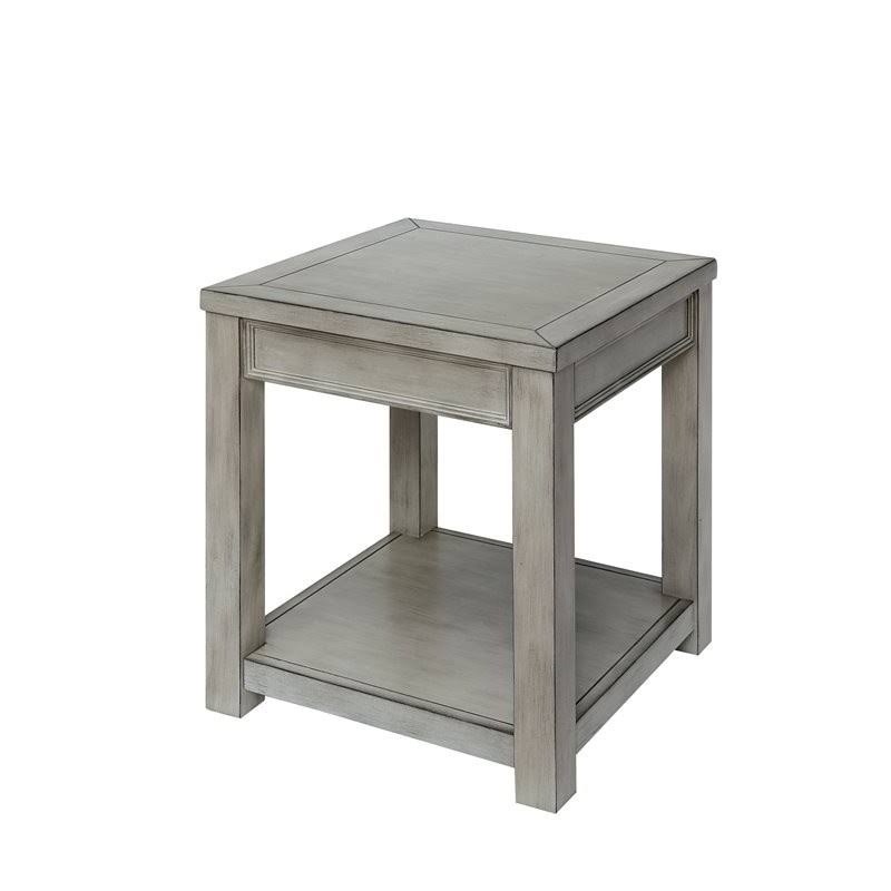 Antique White Farmhouse Wood End Table H219