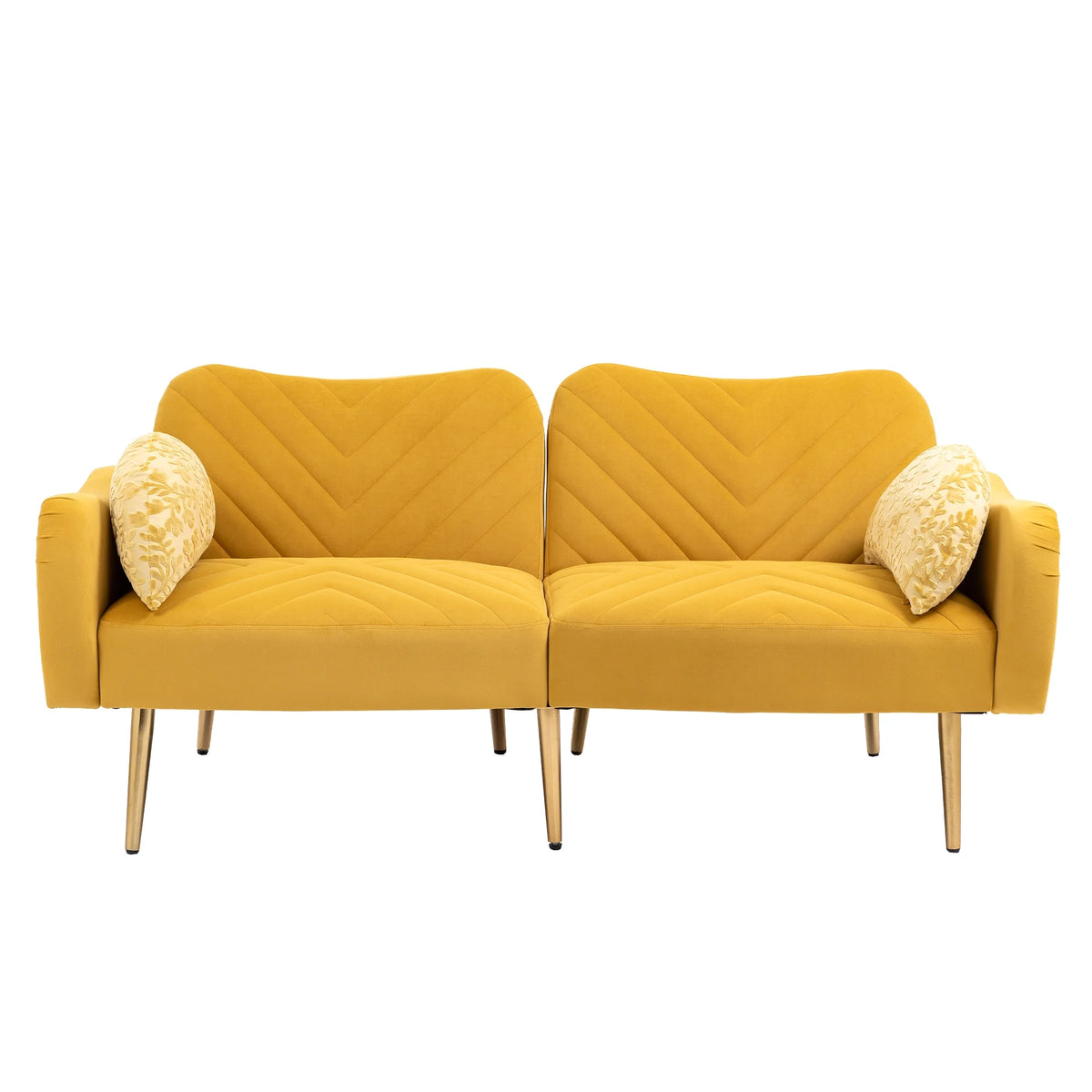 Velvet Loveseat Sofa with 2 Bolster Pillows R42720