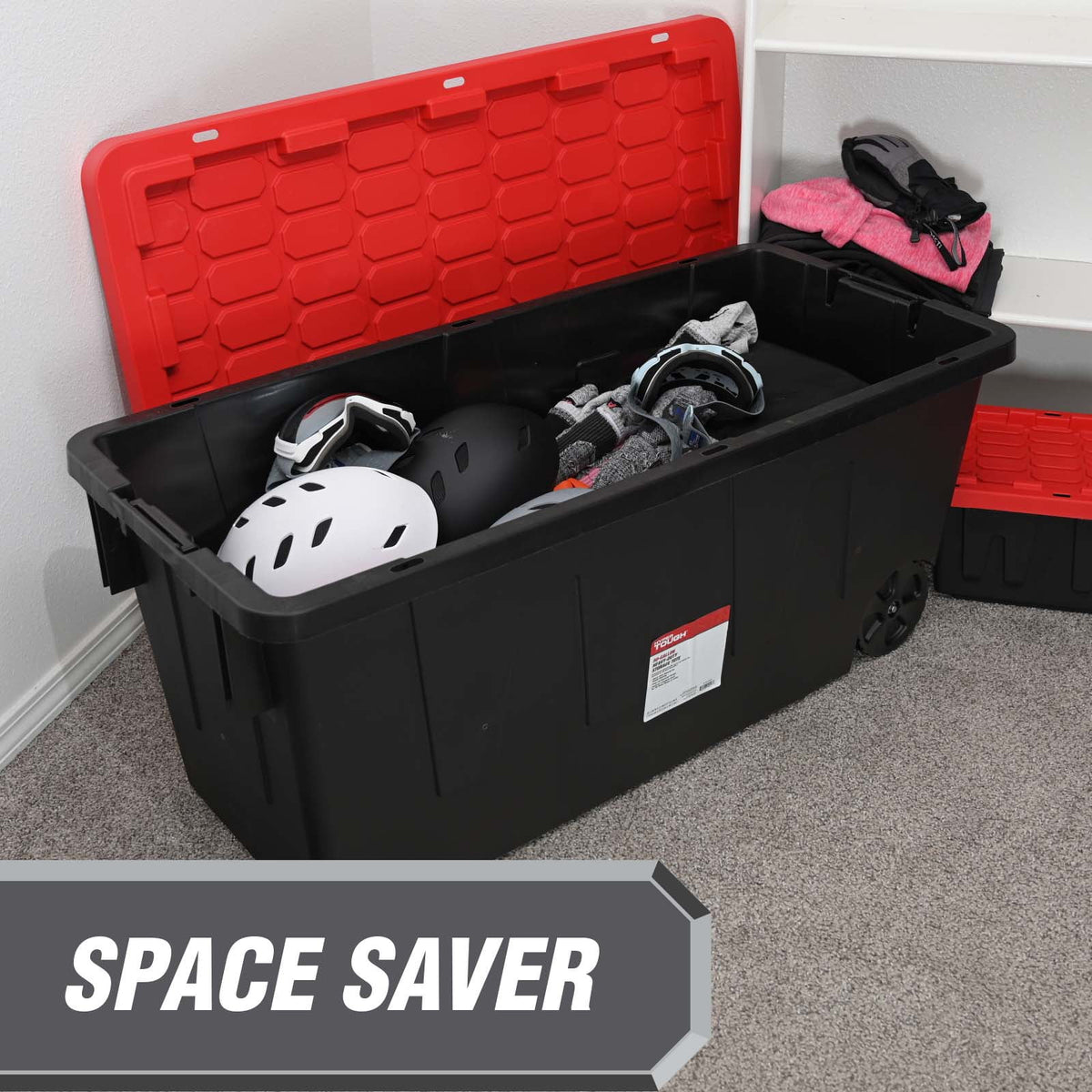 Black 50 Gallon Plastic Storage Bin with Snap Lid K653