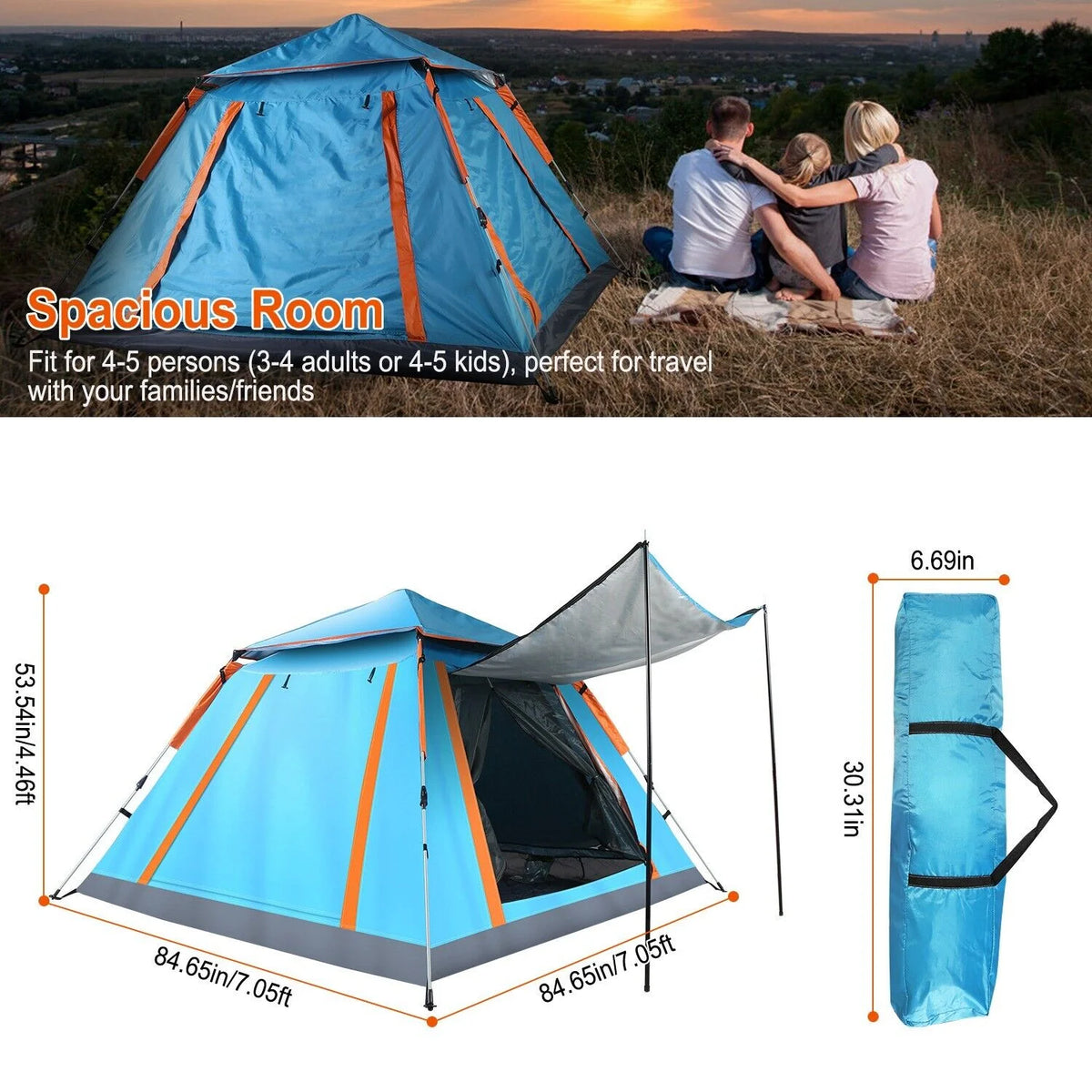 3-4 Person Pop Up Outdoor Camping Tent Y74695