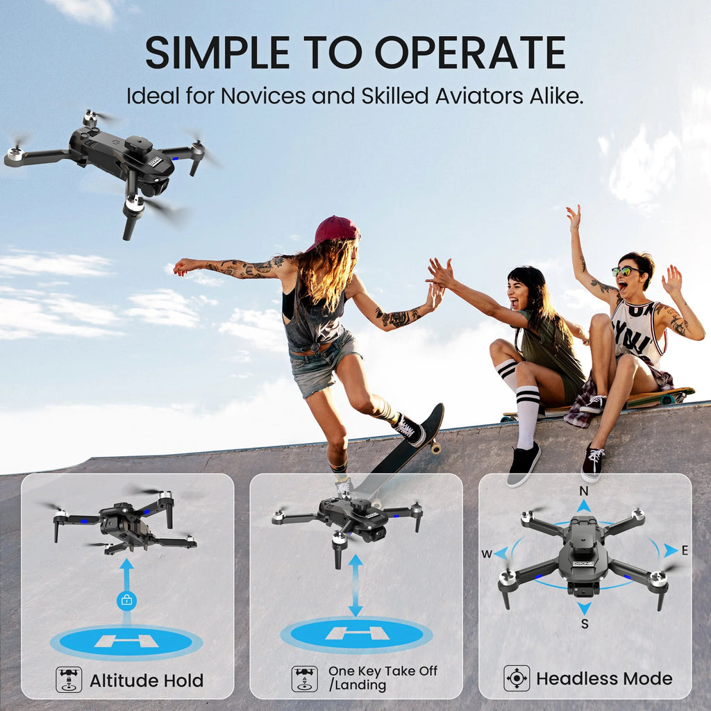 6K HD Camera Drone with 3 Batteries Black E410731