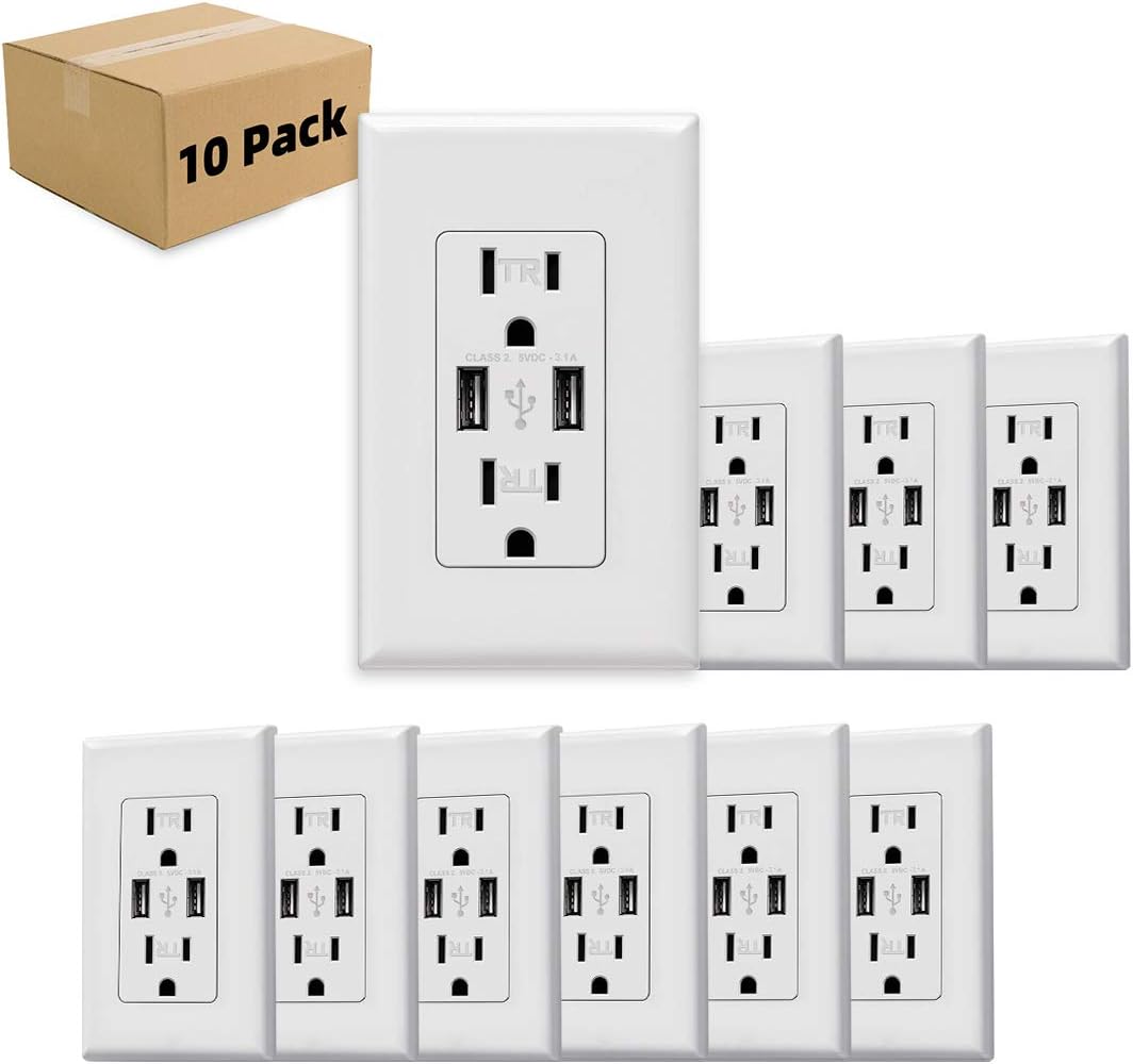 White 10pack Tamper Resistant Duplex Receptacle Wall Outlet S304
