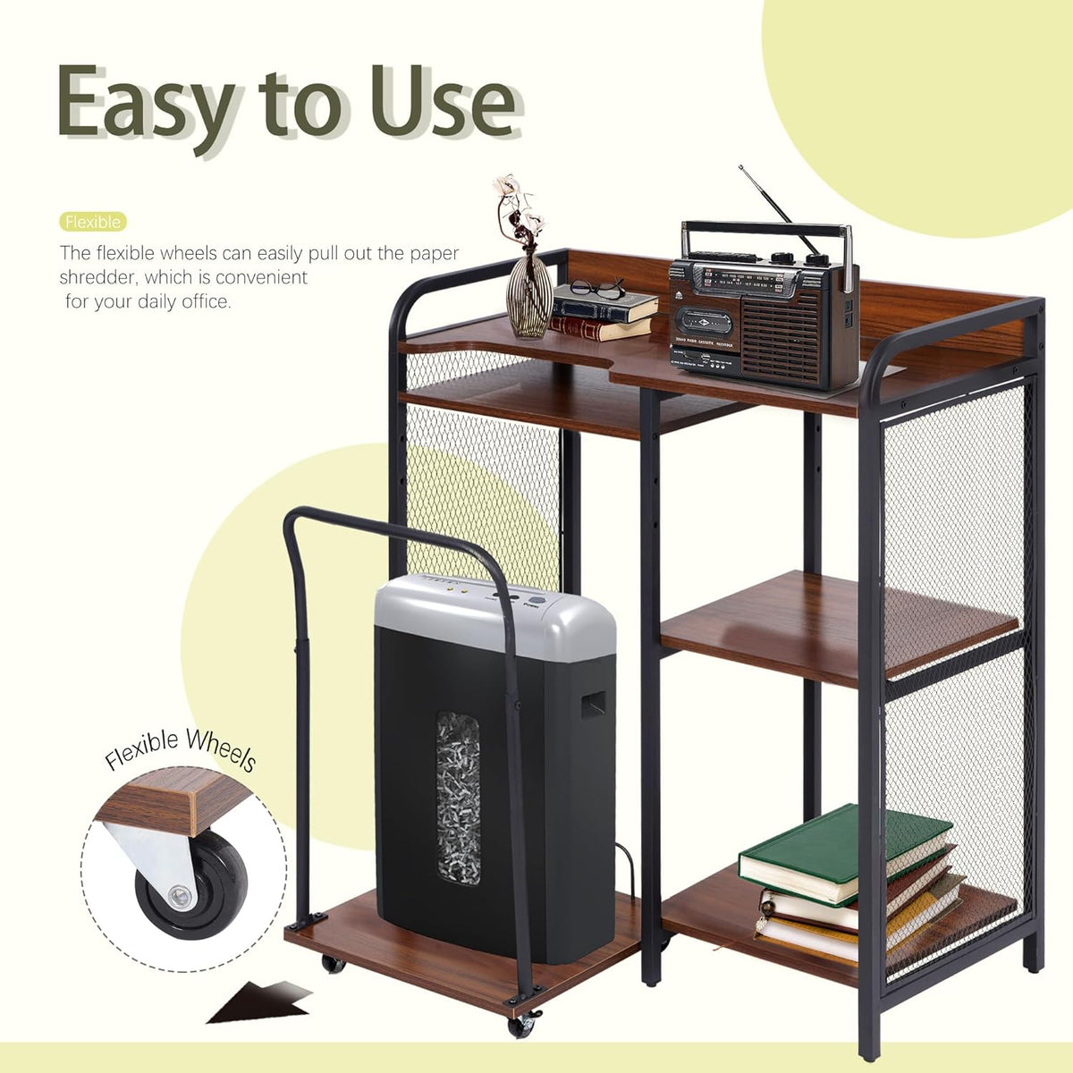 Printer Stand with Storage, 3 Tier Printer Table with Adjustable Storage Rack J5938
