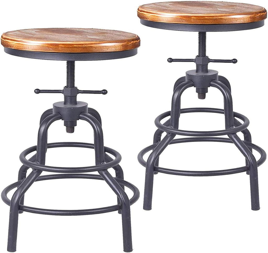 Adjustable Swivel Metal Bar Stool Set of 2 E6956
