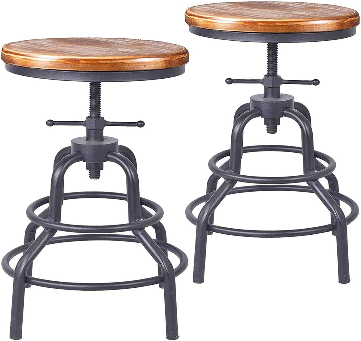 Adjustable Swivel Metal Bar Stool Set of 2 E6956