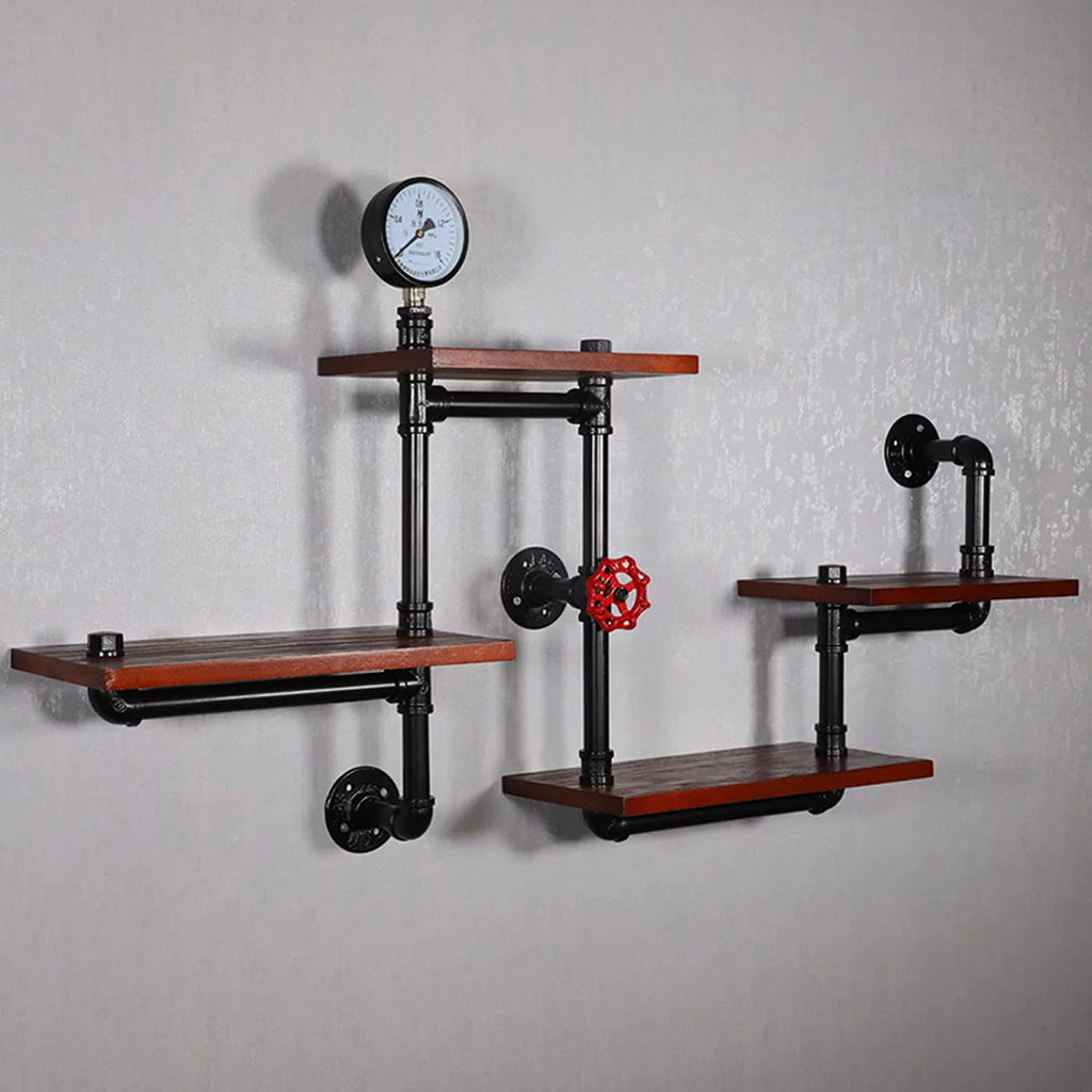 Industrial Pipe Wall-Mounted Wood Shelving Z78568