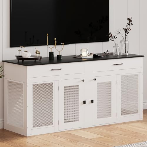 71 Inch Wooden Dog Crate Furniture with Divider W669209