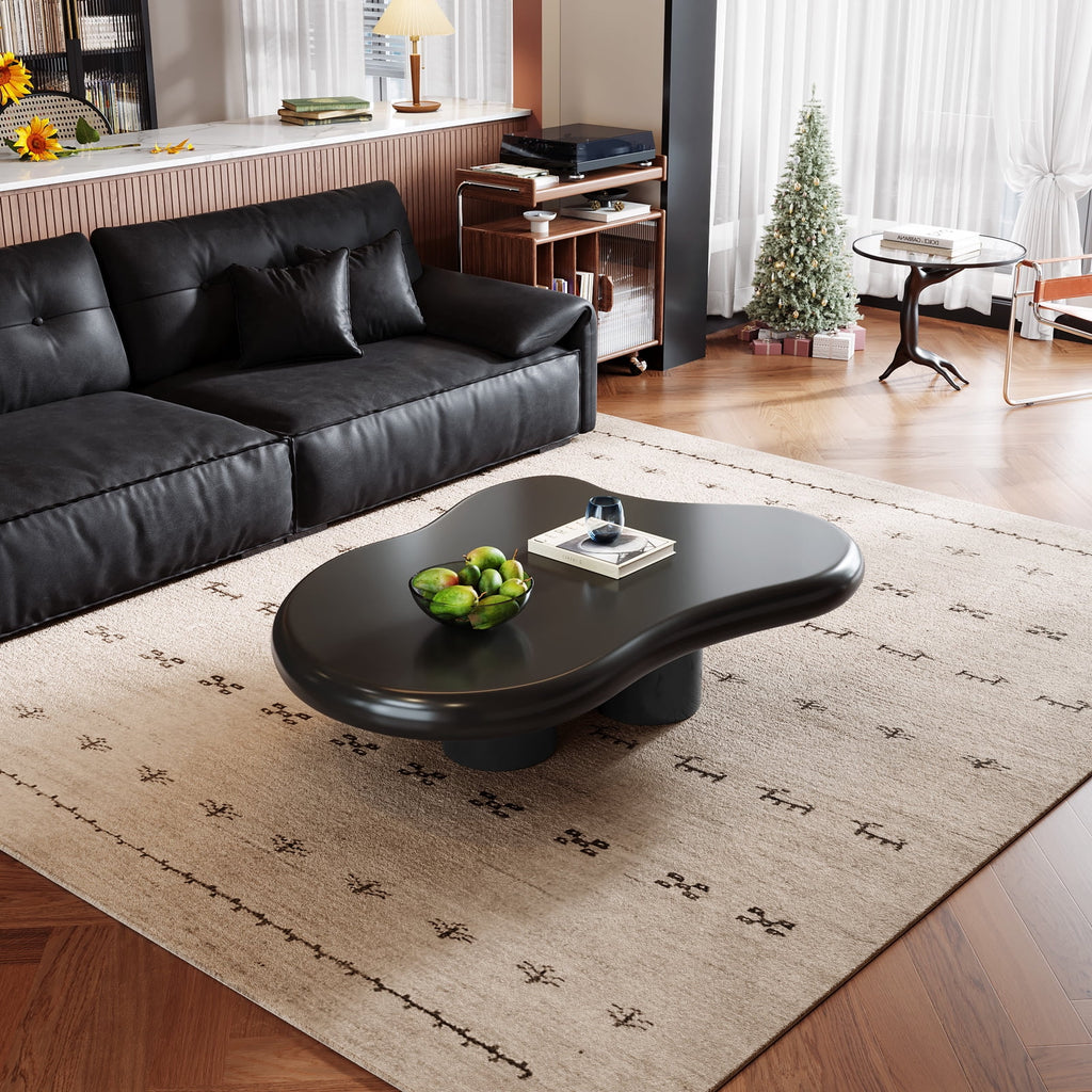 38.58'' Black Irregular Coffee Table Z6829