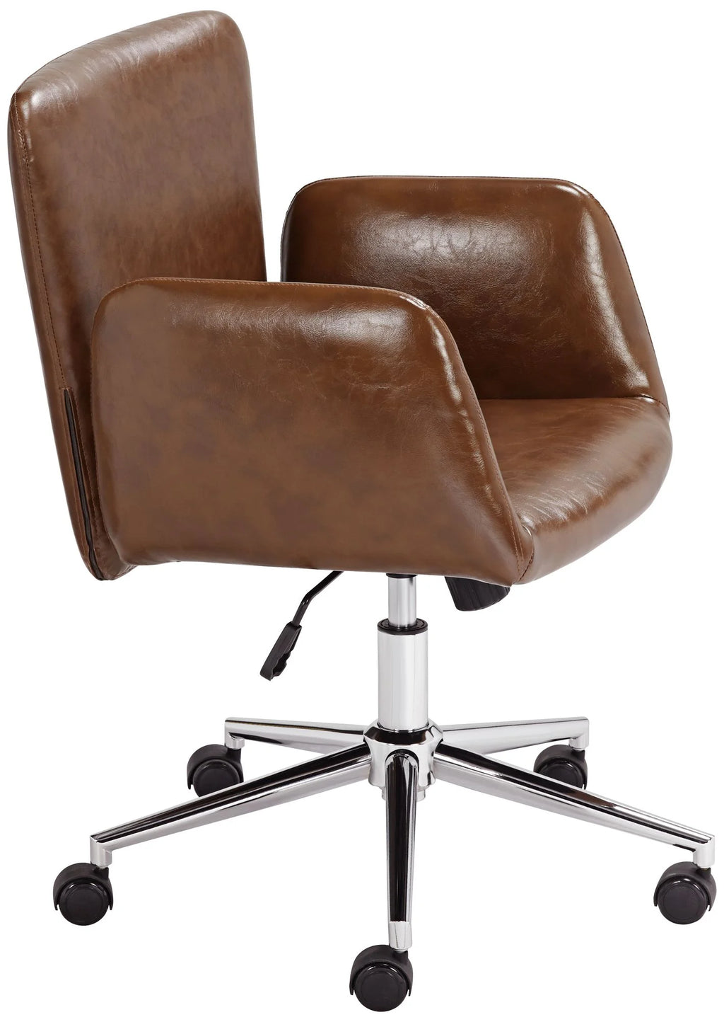Brown Faux Leather Swivel Office Chair N661430