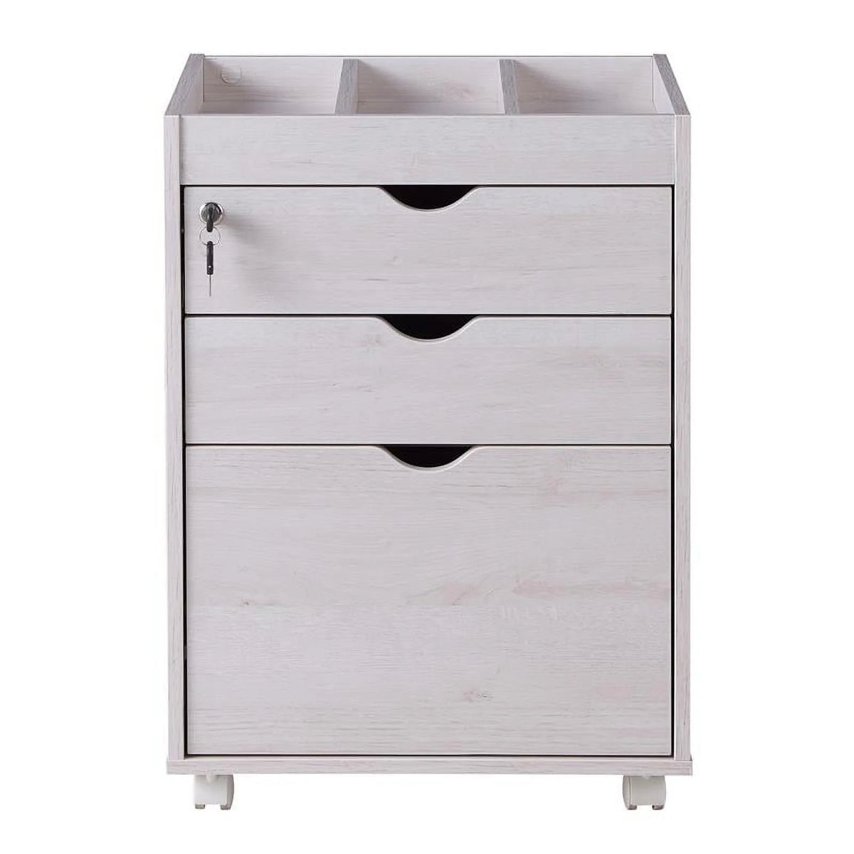 White Wood 3-Drawer File Cabinet D53855
