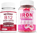 B12 Vitamins 10,000 mcg 2 Pack + Vegan Iron Gummies 1 Pack J7510