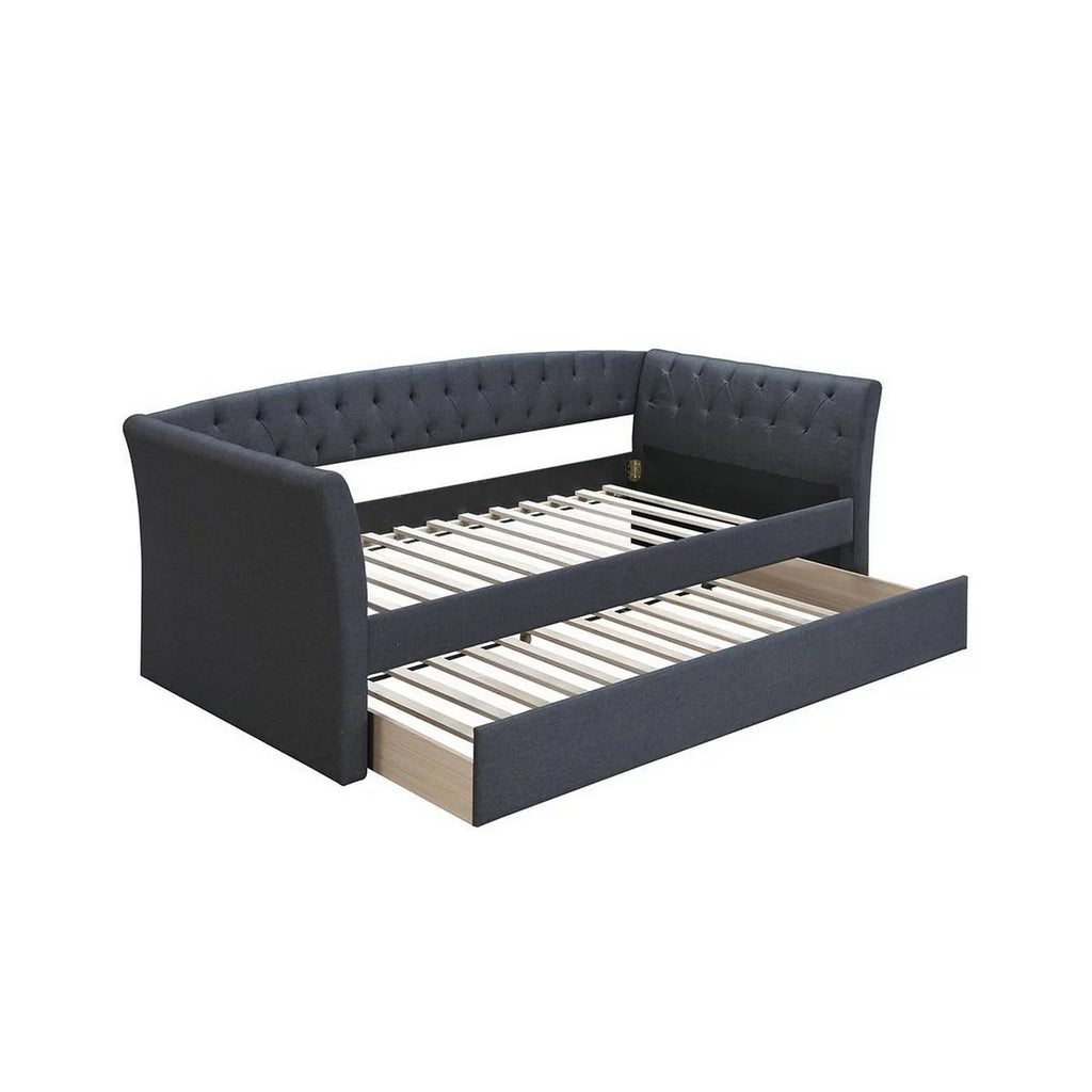 Wood Daybed with Trundle Button Tufted Y2561