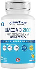 Omega-3 Fish Oil Supplement with Vitamin K2 and Vitamin D3, 60 Count T107