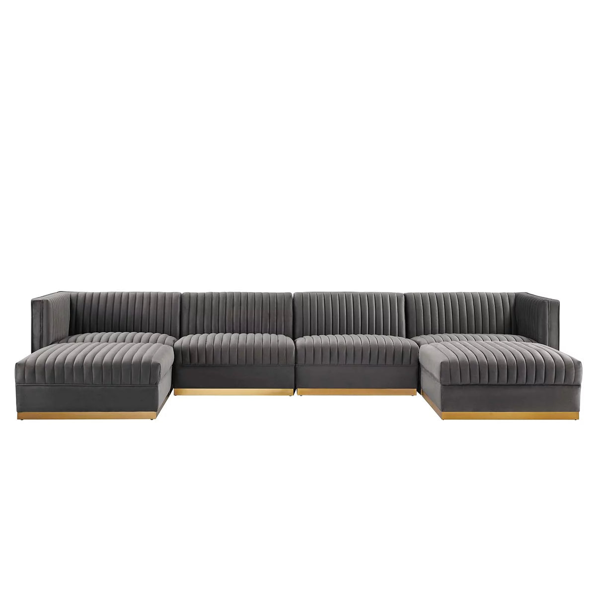 Gray Velvet 6-Piece Modular Sectional Sofa C915
