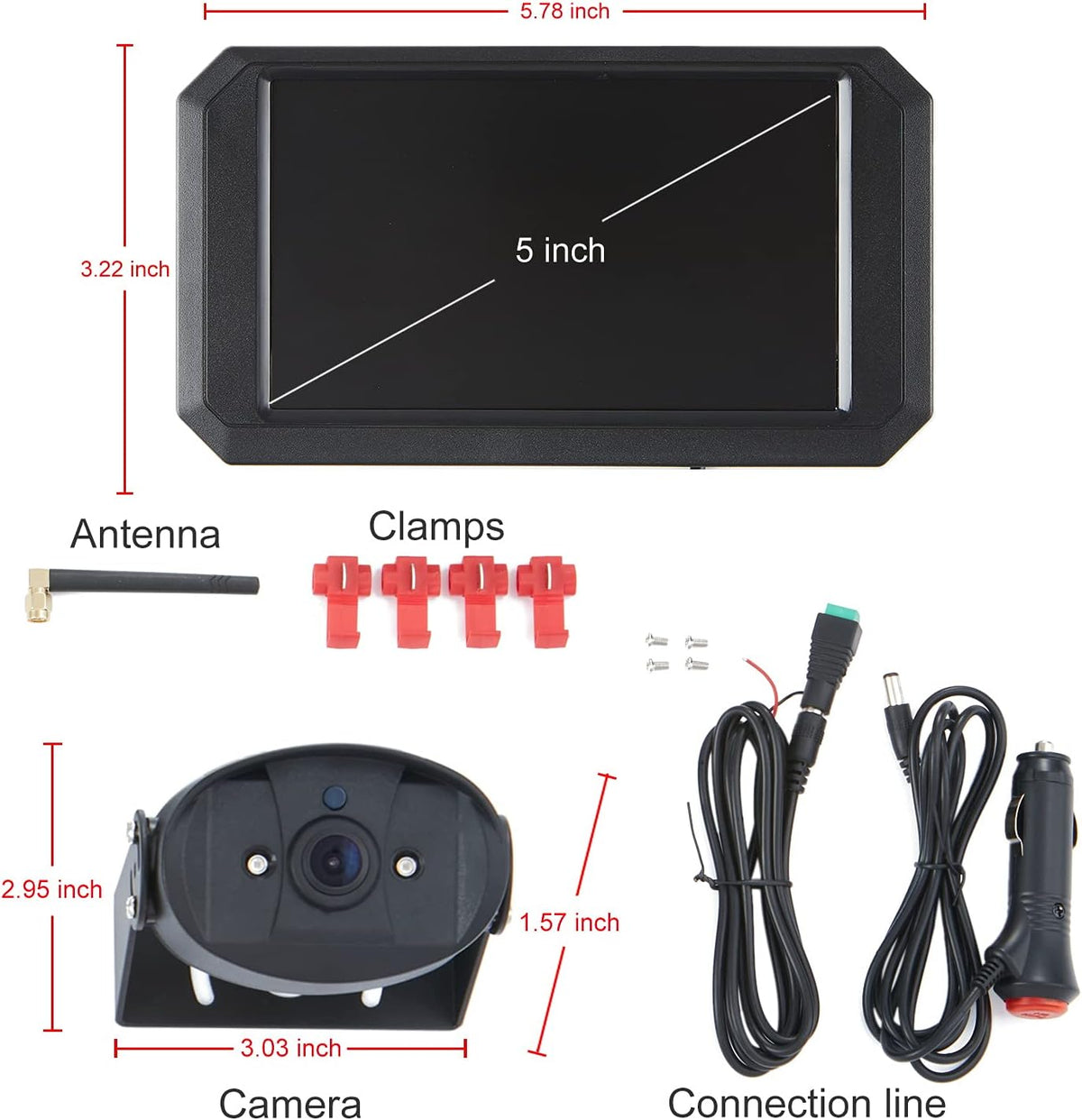 720P HD Digital Wireless Backup Camera System 5 inch Color Monitor O426817