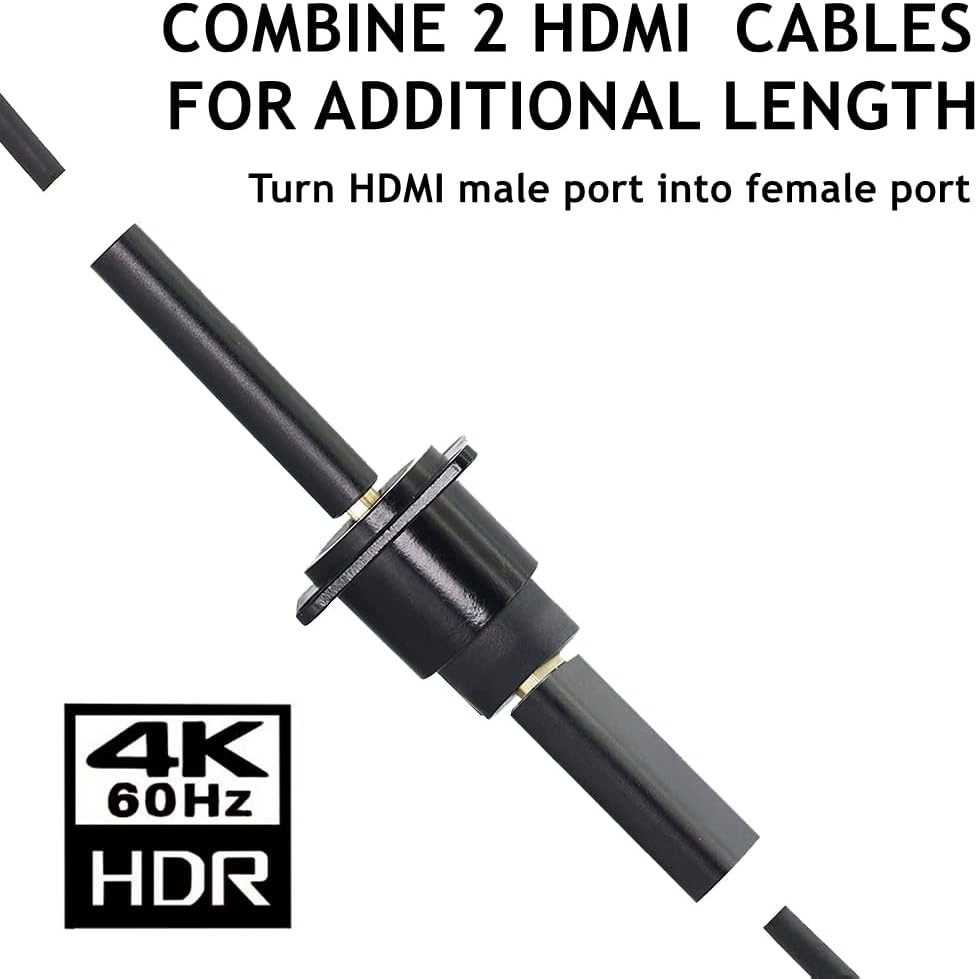 HDMI Panel Mount Coupler, Female to Female 4K Adapter, Bulkhead Extension with Cap, Pack of 2 E807952