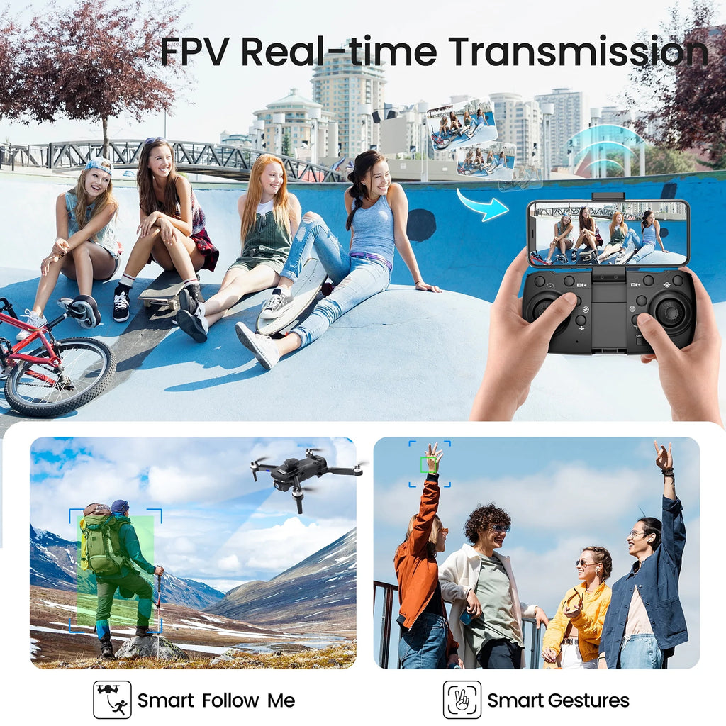6K HD Camera Drone with 3 Batteries Black E410731