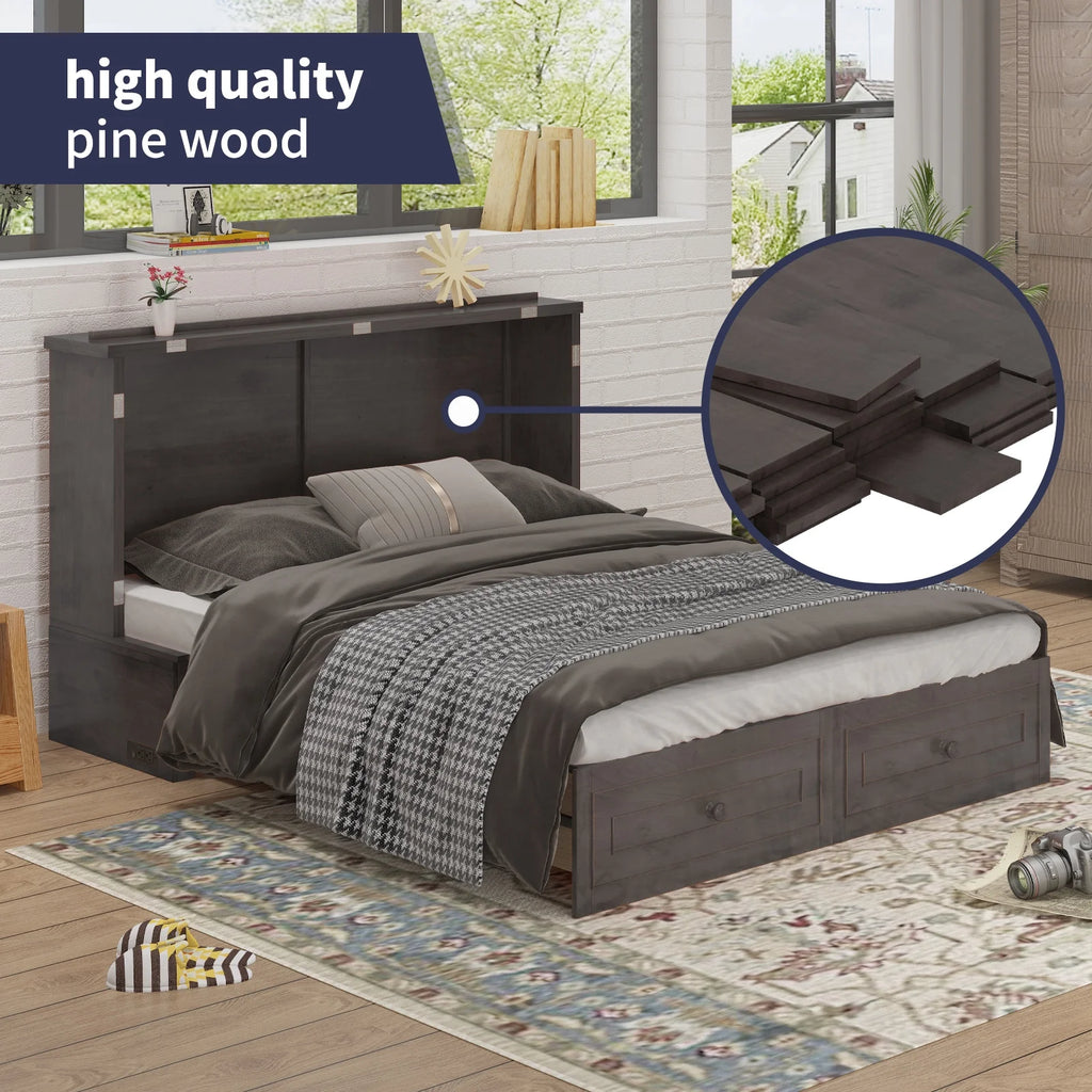 Queen Size Murphy Bed Cabinet with Storage Drawer L3979
