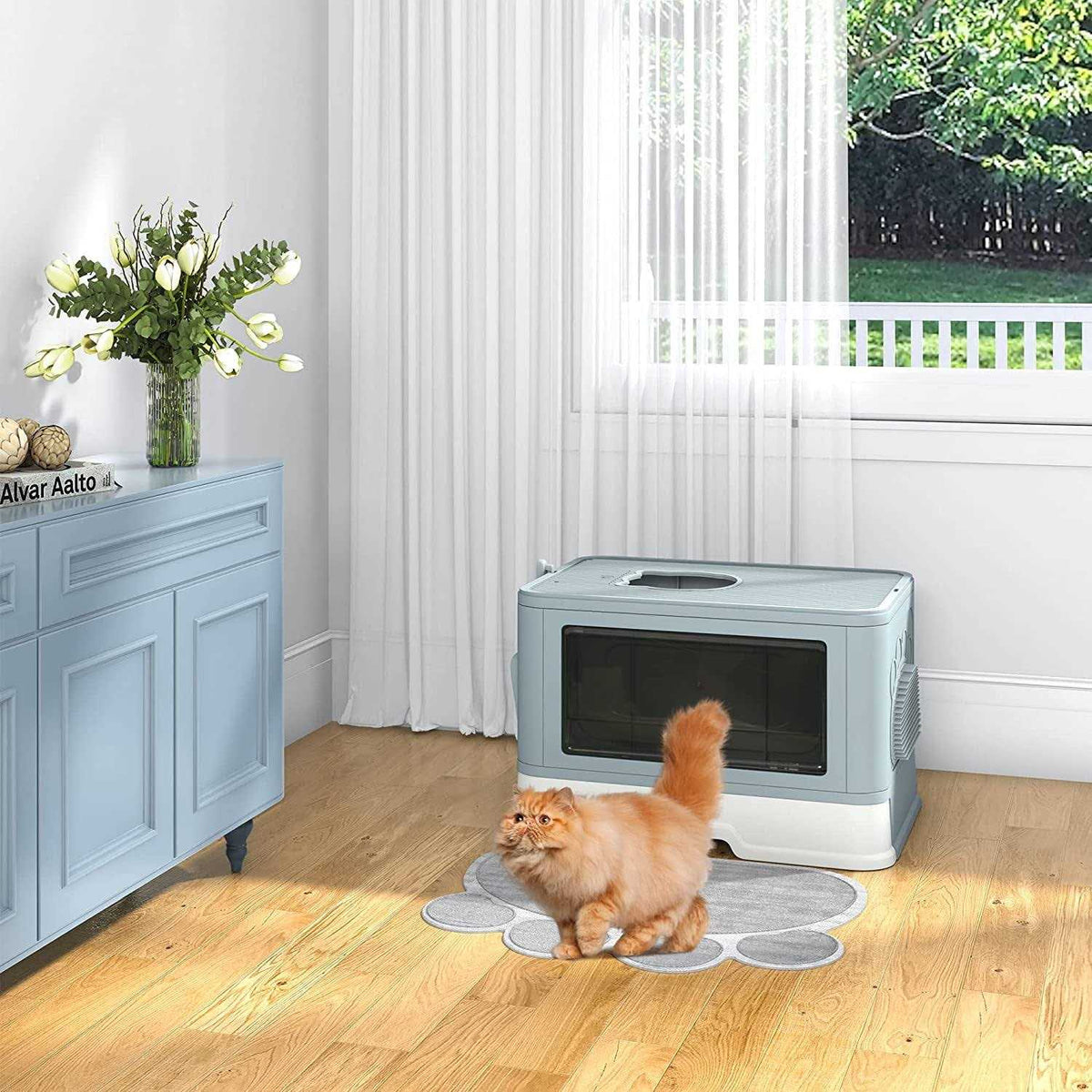 Large Enclosed Cat Litter Box with Lid Cover L91287