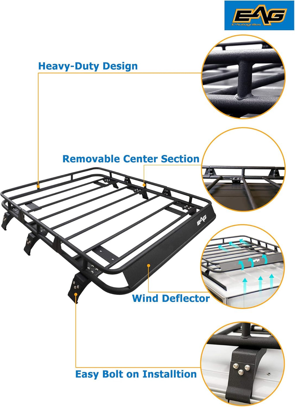 Black Steel Roof Rack Cargo Basket L116653