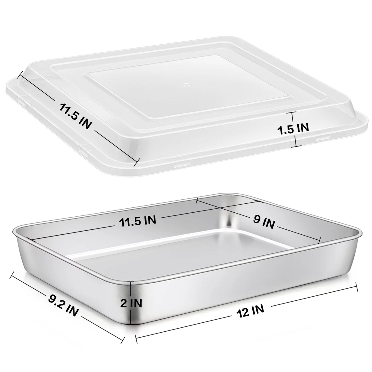 Stainless Steel Baking Pan with Lid Rectangle Sheet Cake Pans Set of 4 T36644