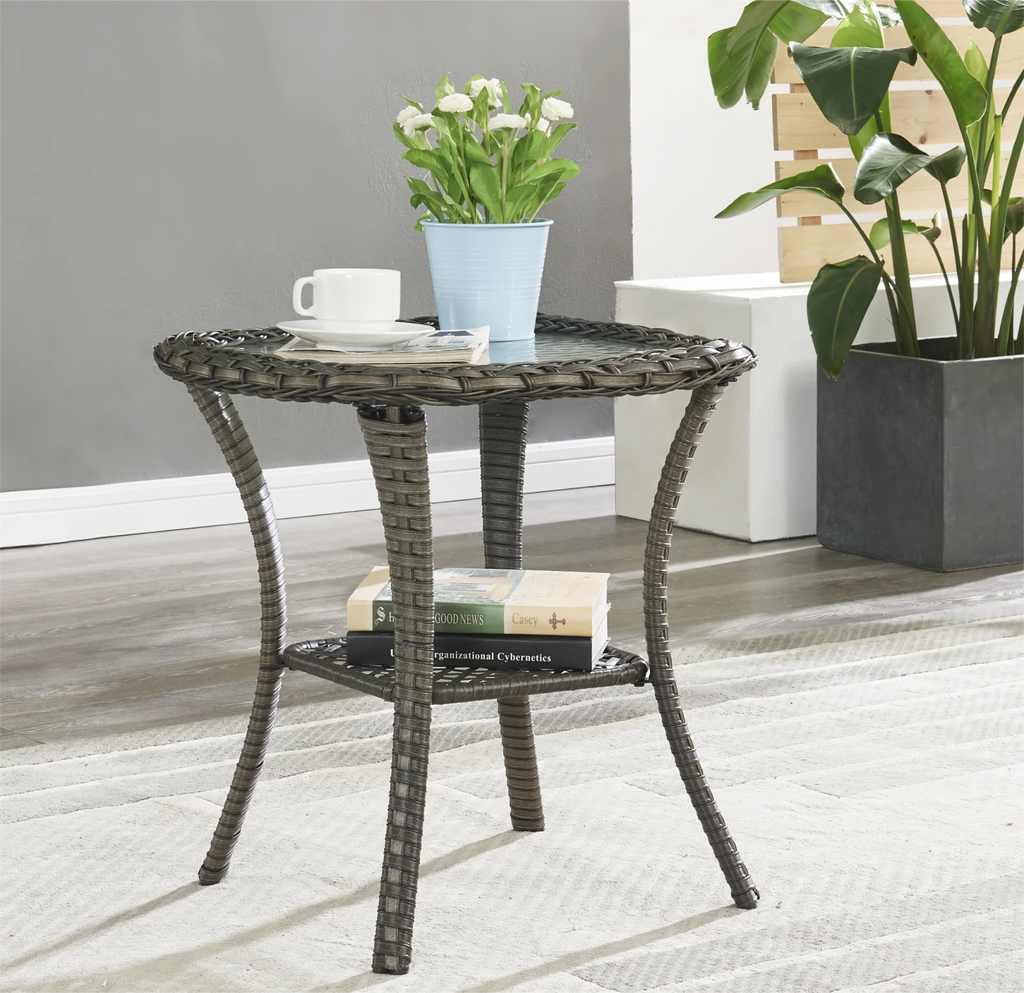 3-Piece Outdoor Swivel Gliders with Side Table Y993