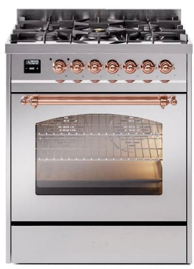 30 Dual Fuel Natural Gas Range in Stainless Steel with Copper Trim W6855