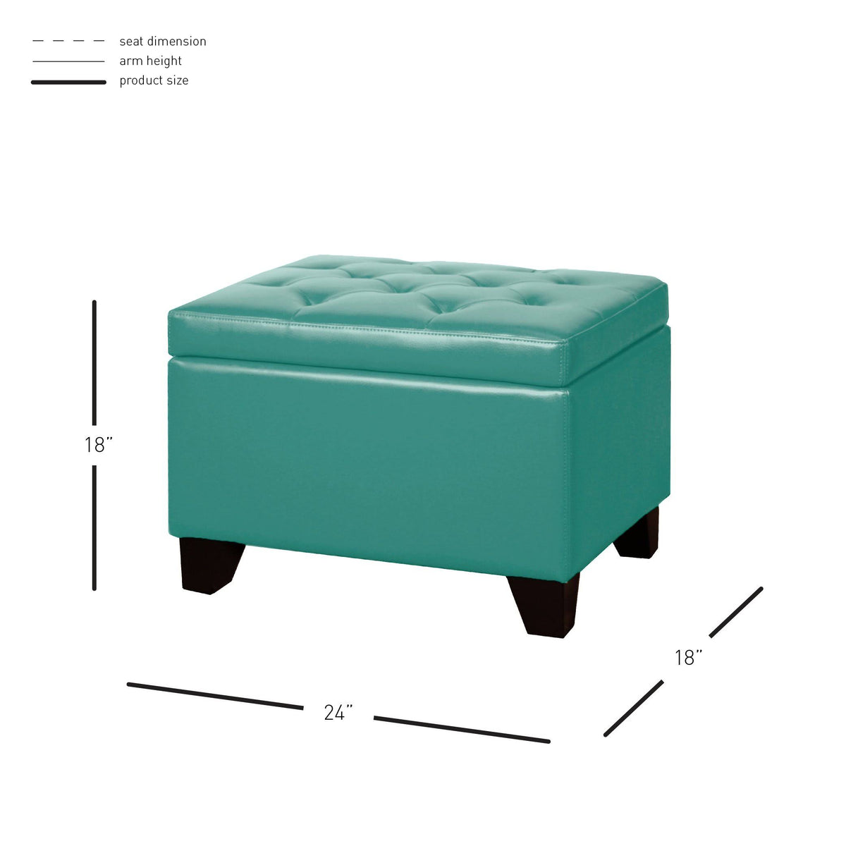 Turquoise Bonded Leather Storage Ottoman X592