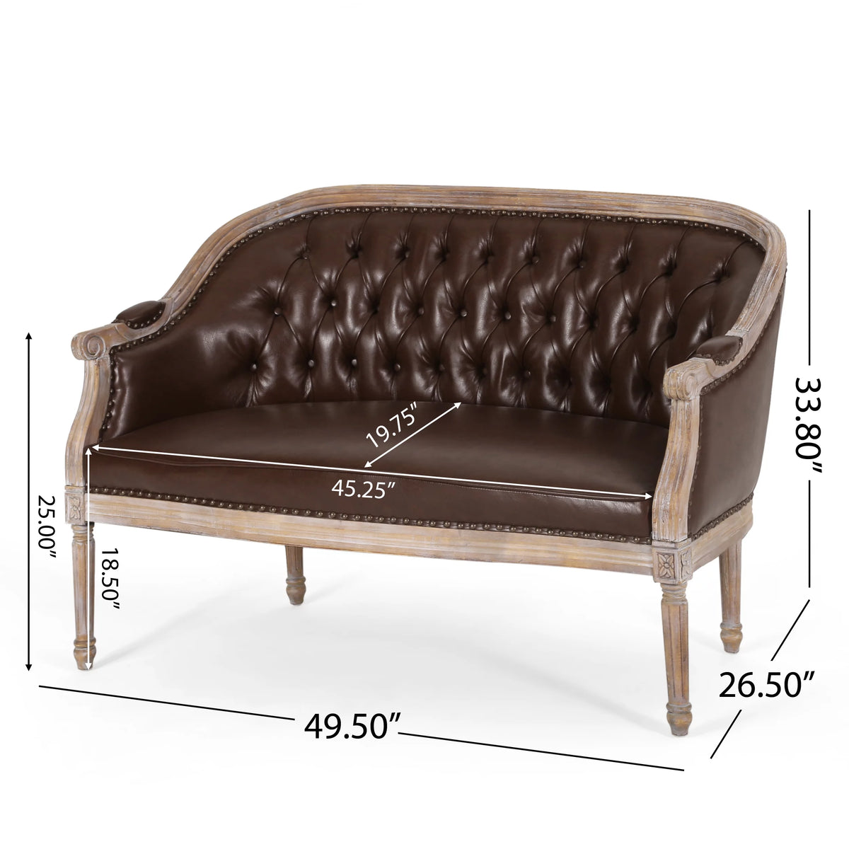 Dark Brown Faux Leather Loveseat Z30463