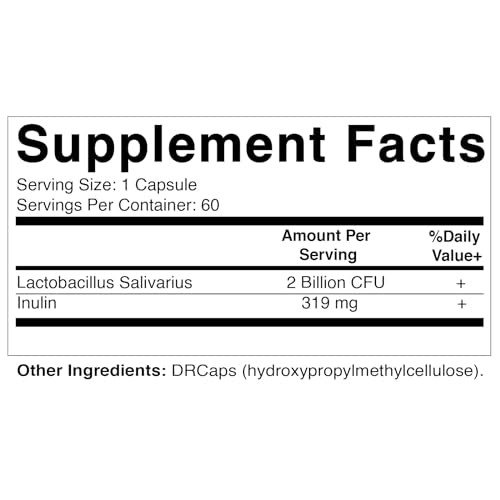 60 Count Lactobacillus Salivarius DR Capsule with Prebiotic Inulin Fiber T52885