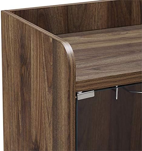Glass Door Bar Cabinet in Dark Walnut I430286
