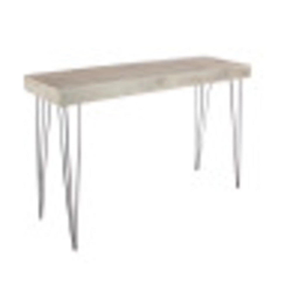 Brown Wood Console Table with Black Metal Hairpin Legs A8589