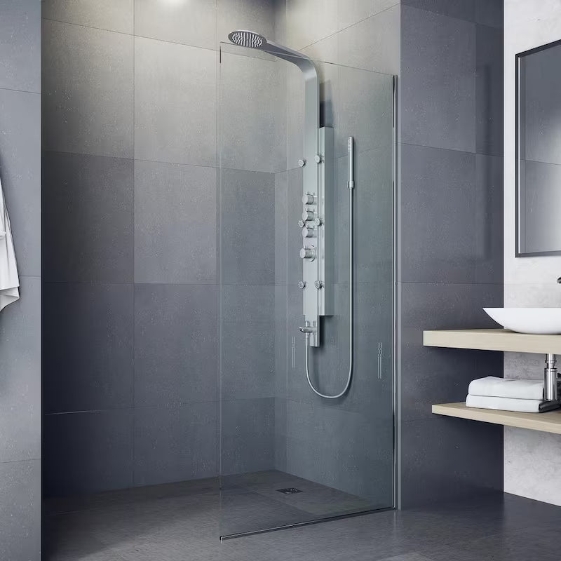 6-Jet Shower Panel System with Rainhead and Hand Shower Wand in Stainless Steel D9074