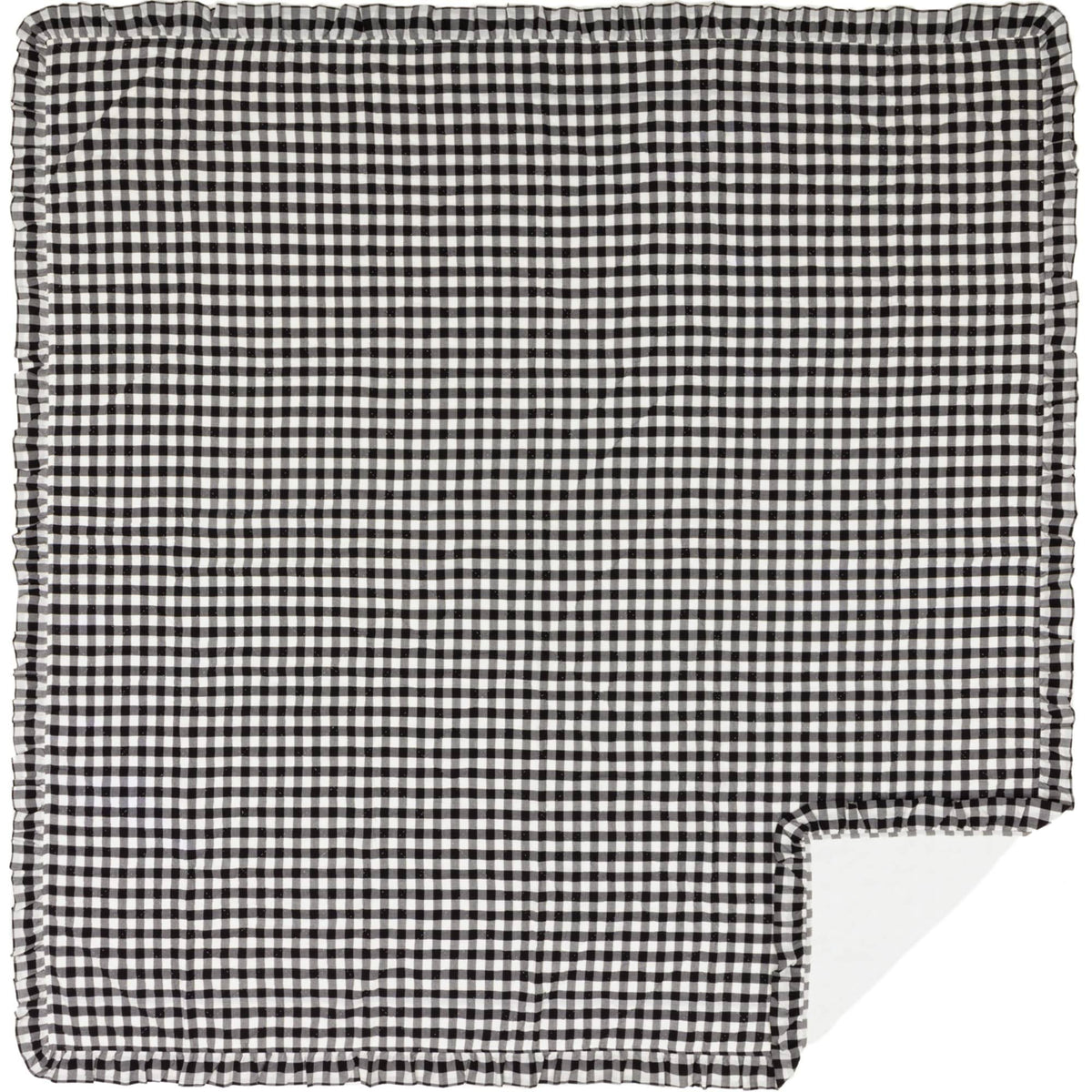 Black Check Ruffled Farmhouse Quilt Coverlet King U509647