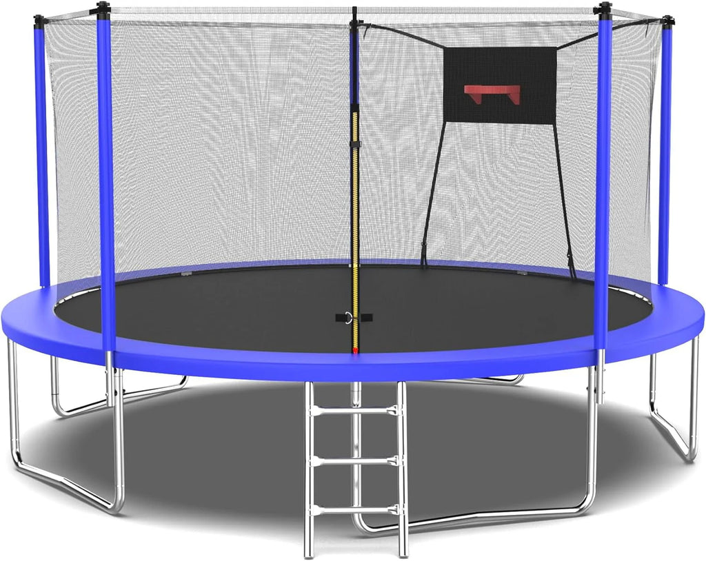 16FT Trampoline with Enclosure Net, Basketball Hoop, Ladder J38155