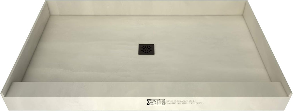 Shower Pan Kit with Flashing, Right Drain, Single Curb Shower Base, 2" PVC Drain and Grate Included, 48" Width x 42" Depth X5965