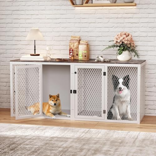 71 Inch Wooden Dog Crate Furniture with Divider W669209
