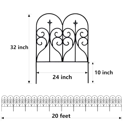 Decorative Garden Fence 32 in x 10 ft Rustproof Metal F585976