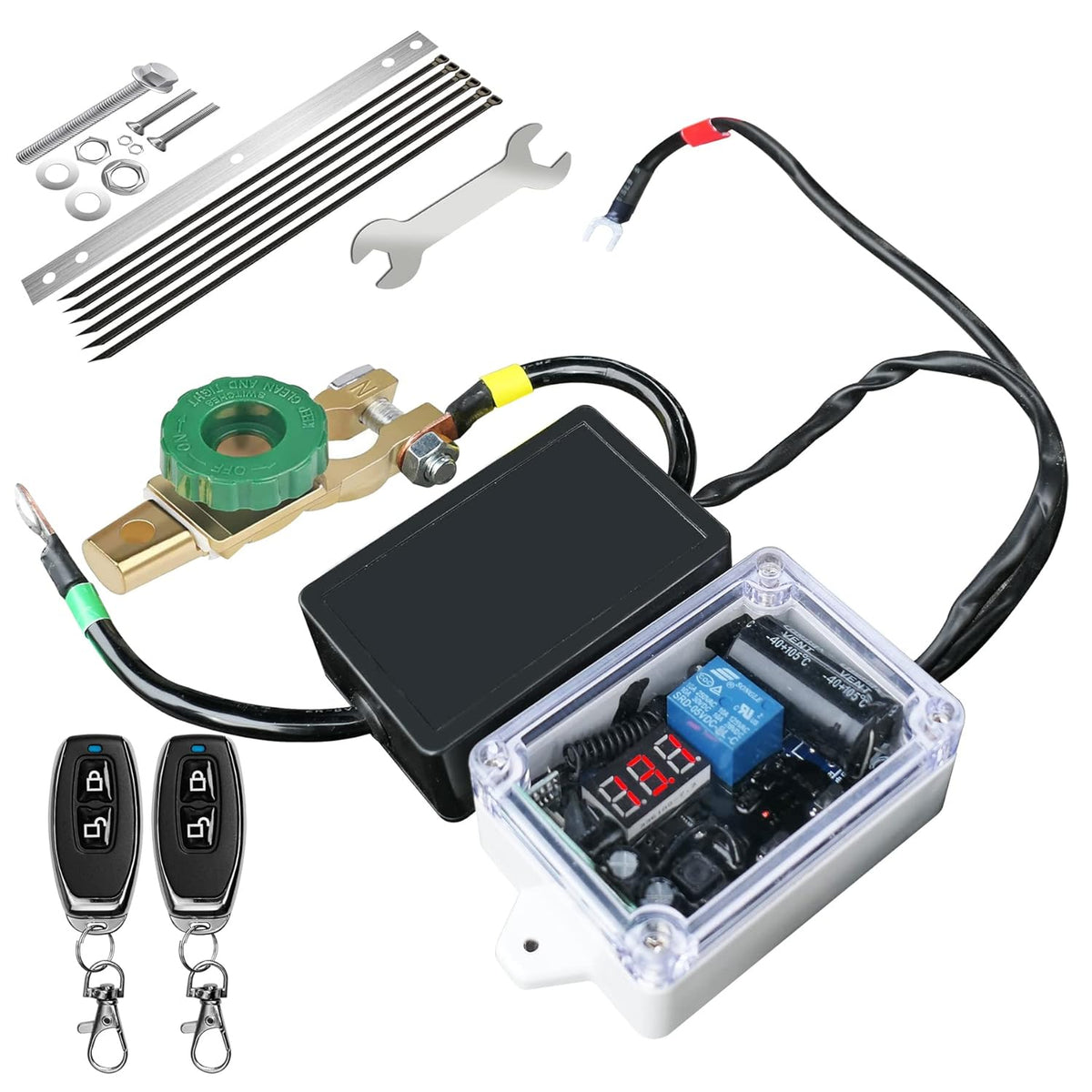 12V Battery Disconnect Switch with LED Digital Voltmeter Display Dual Wireless Control O856