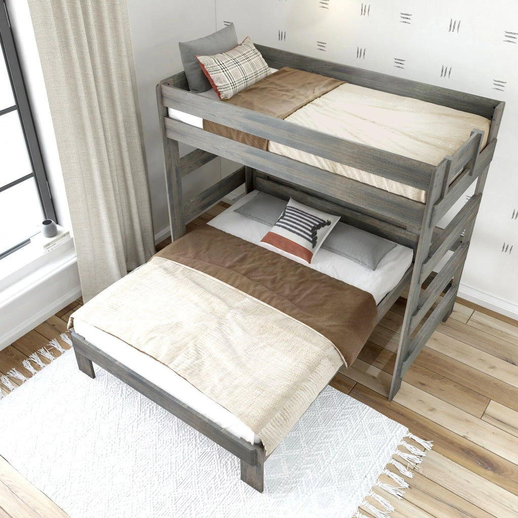 Solid Wood Twin over Queen L-Shaped Bunk Bed K246155